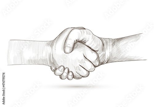 Beautiful detailed handshake sketch art design