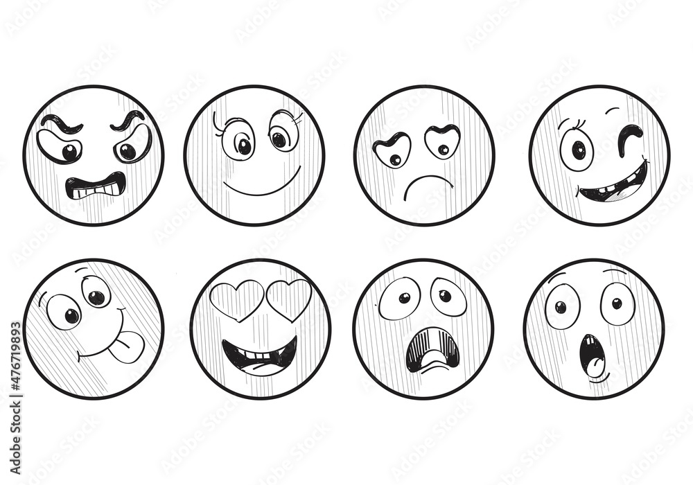 Different set of hand drawn smileys sketches Different set of hand drawn smileys sketches
