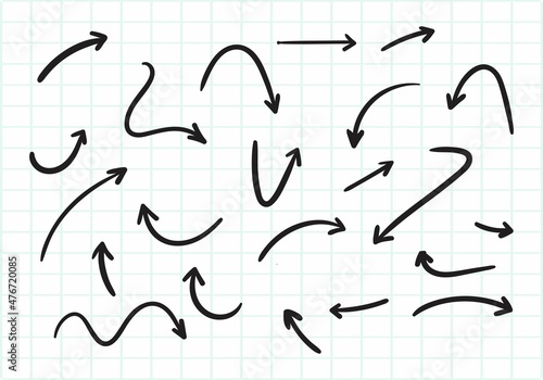 Hand drawn creative arrow set design