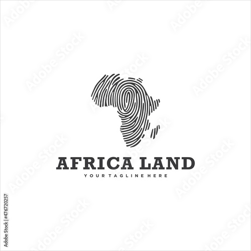 African Map Fingerprint Logo Design Vector Image