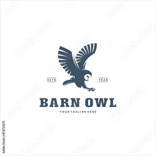 Barn Owl Flying Logo Design Vector Image