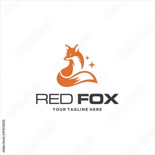 Obraz na plátně Red Fox Sitting Logo Design Vector Image
