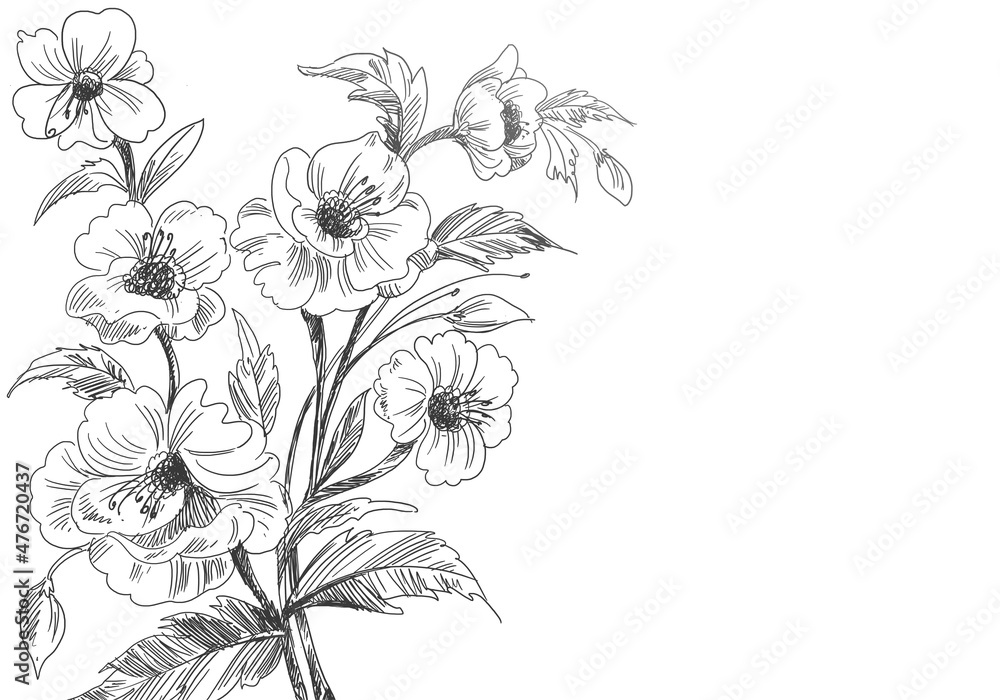 Artistic decorative sketch floral background Artistic decorative sketch floral background
