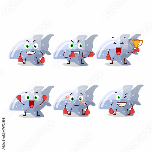 A sporty plane blue gummy candy boxing athlete cartoon mascot design
