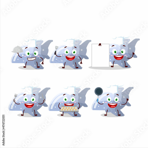 Cartoon character of plane blue gummy candy with various chef emoticons