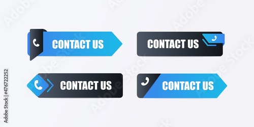 Contact us arrow template. Black advertising business sticker