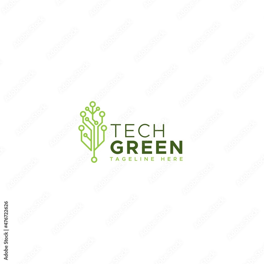 Modern design TECH GREEN future leaf logo design