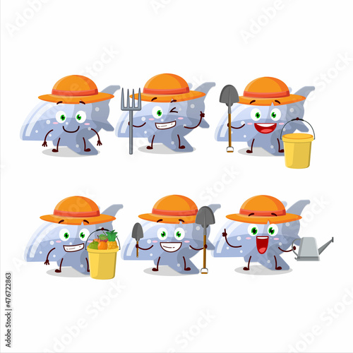 Farmer plane blue gummy candy cute mascot character with fork