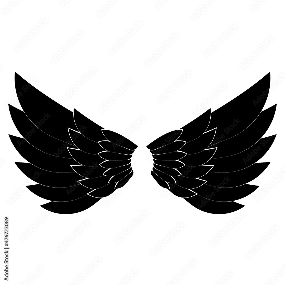 black wings. two angel wings. vector illustration, eps 10. black wings. two angel wings. vector illustration, eps 10.