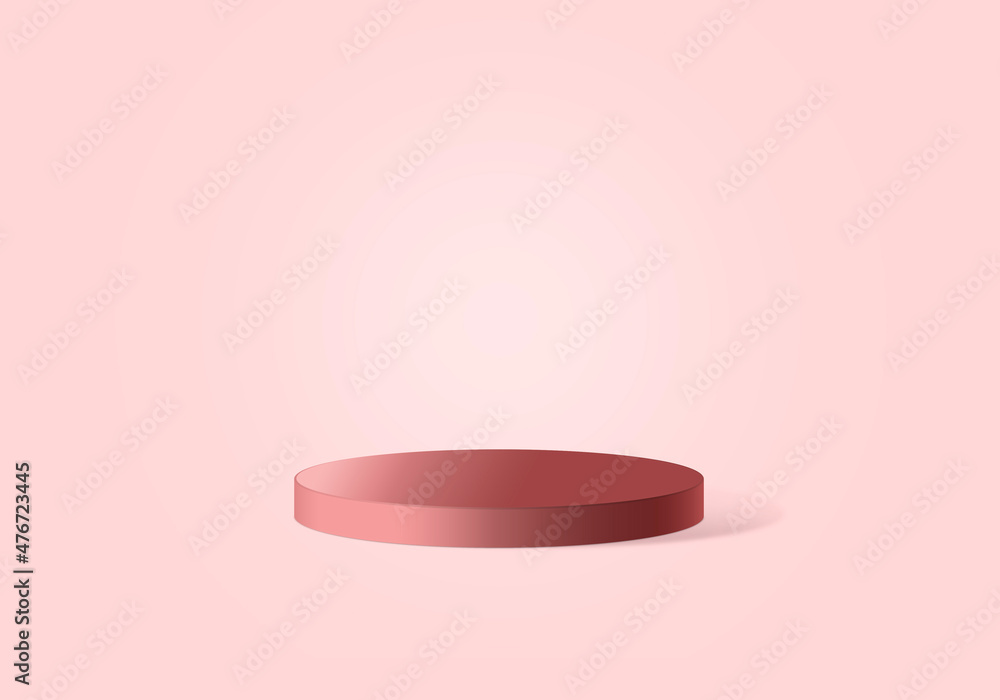 Round podium on a pink background. Scene for your design. 3D visualization Round podium on a pink background. Scene for your design. 3D visualization