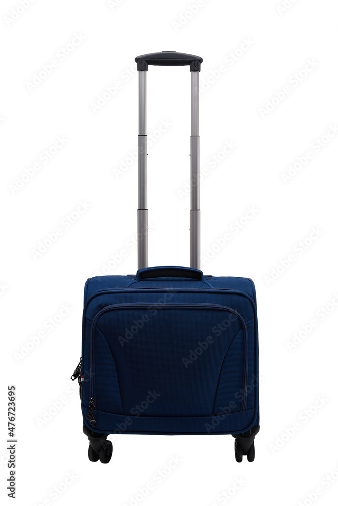 Travel suitcase in blue on isolated white background Travel suitcase in blue on isolated white background