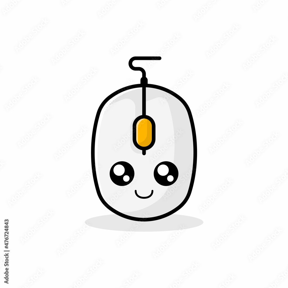 Cute Computer Mouse Cartoon Vector Icon Illustration. Flat Cartoon