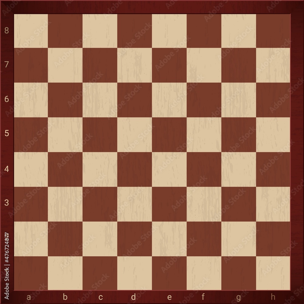 Empty chess board template. Classic ancient game on wooden floor