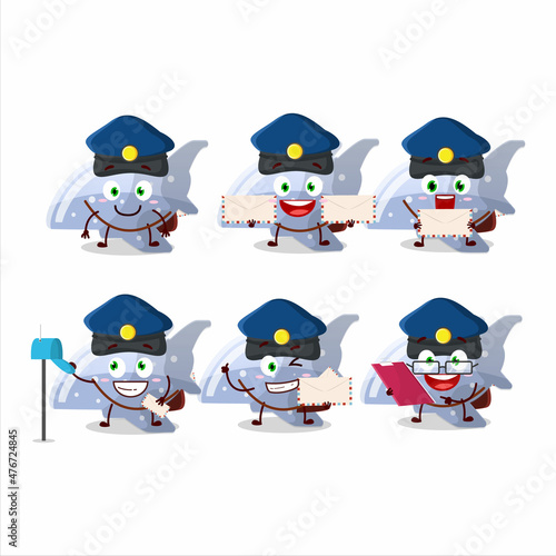A picture of cheerful plane blue gummy candy postman cartoon design concept