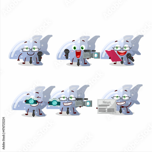 Character reporter plane blue gummy candy cute mascot with microphone