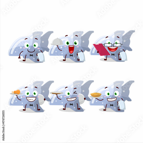 happy plane blue gummy candy waiter cartoon character holding a plate