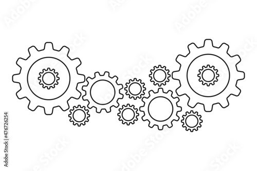 linear set of gears and cogs