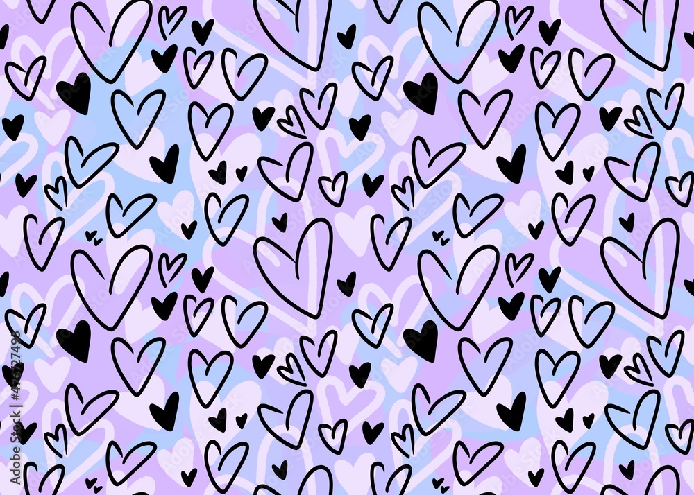 Obraz premium Seamless valentines pattern with hearts for postcard and gifts and cards 