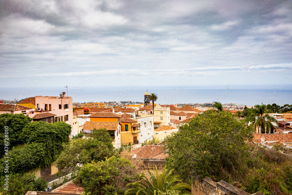 View of the rooftops of La Orotava on a cloudy day, Tenerife