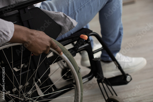 Paralyzed person, disabled after injury or illness and medical care