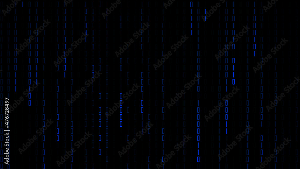 Technology digital text number of zero one binary code in color blue with matrix dark or black background. Technology digital text number of zero one binary code in color blue with matrix dark or black background.