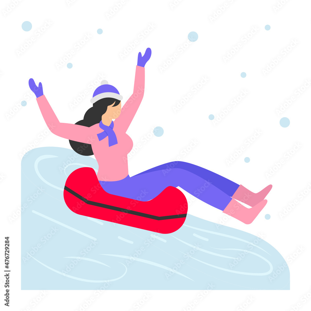 Snow surfing Concept, powder surfing Vector Color Icon Design, Winter Season activity Scene Symbol, Wintertime Sign, Holiday Celebration in Snowy Park Stock Illustration