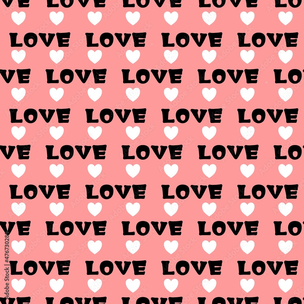 An illustration with the inscription - Love. Pattern with hearts. Seamless repeating lettering. Background for scrapbooking, albums, advertising, printing, websites, mobile screensavers, bloggers. An illustration with the inscription - Love. Pattern with hearts. Seamless repeating lettering. Background for scrapbooking, albums, advertising, printing, websites, mobile screensavers, bloggers.