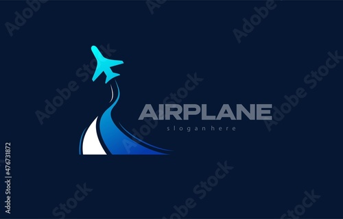 Airplane logotype stripes. Icon plane silhouette