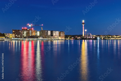 Tampere by night view to Tampella area