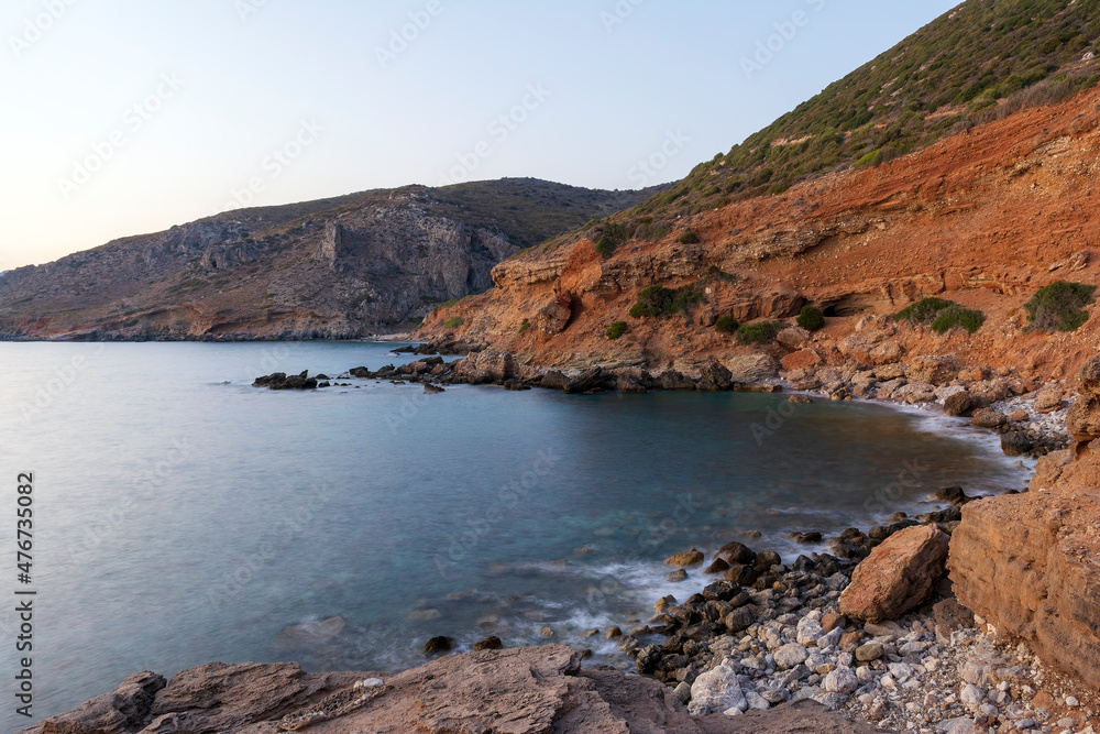 Lycodimou rocky beach with turquoise waters in Kythera island at summer in Greece Lycodimou rocky beach with turquoise waters in Kythera island at summer in Greece