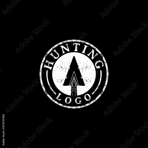 Vintage Retro Grunge Spear Arrowhead Stamp for Hunting Badge Logo Design