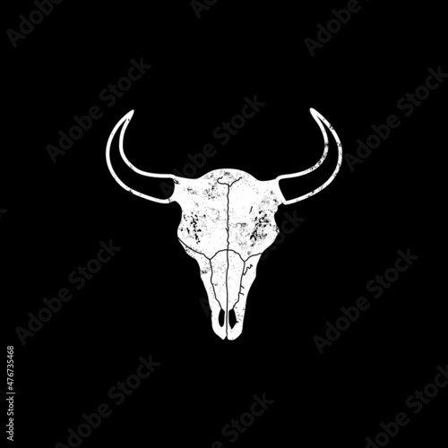 Grunge Cow Buffalo Bull Bison Angus Skull Head Vector Design