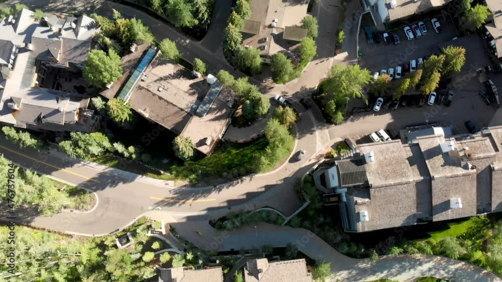 Buildings in Vail, Colorado. Aerial view on a beautiful summer morning, revealing city landscape Buildings in Vail, Colorado. Aerial view on a beautiful summer morning, revealing city landscape