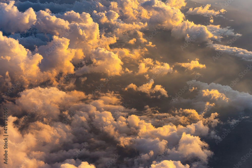 Clouds at sunrise aerial view background