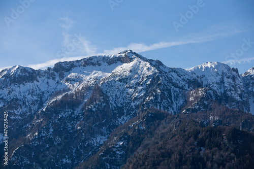 koenigsee mountain forest clouds winter