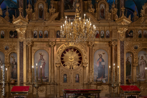 Istanbul, Balat, Turkey - 11.29.2021: Historical bulgarian St. Stephen Church (Sveti Stefan Kilisesi) known as the Bulgarian Iron Church, is a Bulgarian Orthodox church. 