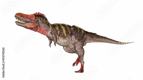 Tarbosaurus dinosaur walking mouth open - 3D render photo