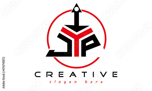 emblem badge with wings JIP letter logo design vector, business logo, icon shape logo, stylish logo template
