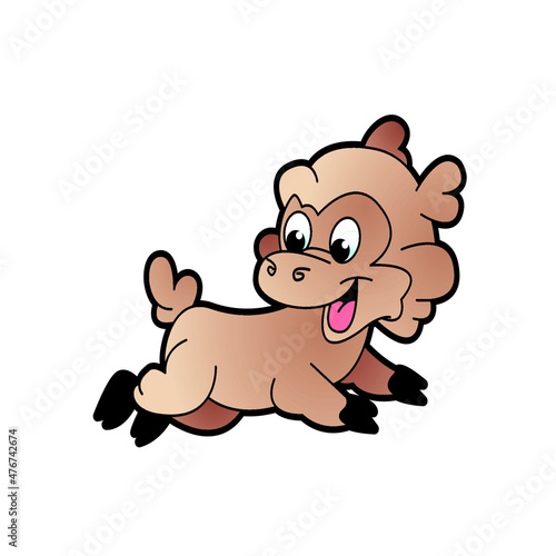 happy little lamb running vector icon