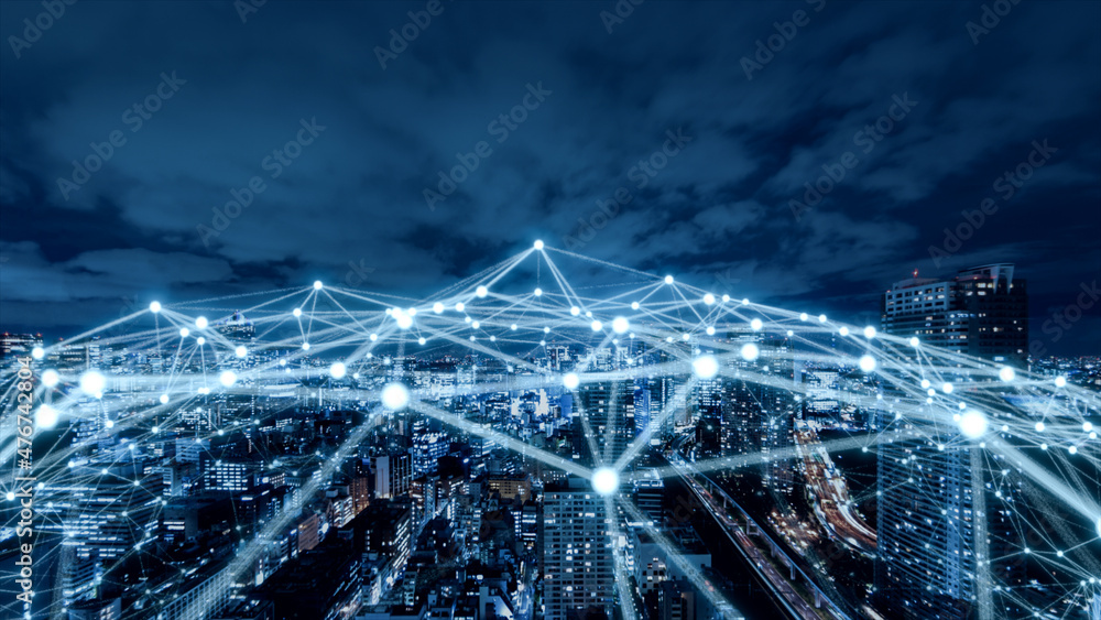 デジタル営業　在宅勤務　テレワーク　IoTによる大都市のデジタル化 背景画像のイメージ