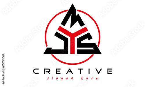 emblem badge with wings JMS letter logo design vector, business logo, icon shape logo, stylish logo template
