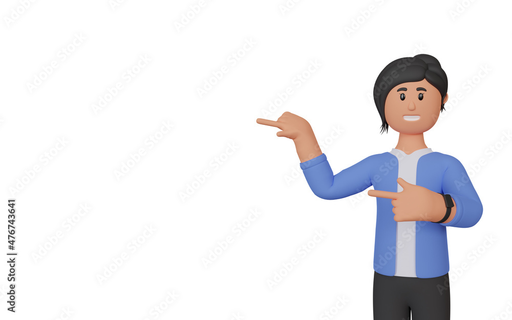 3d rendering woman pointing to empty copy space 3d rendering woman pointing to empty copy space
