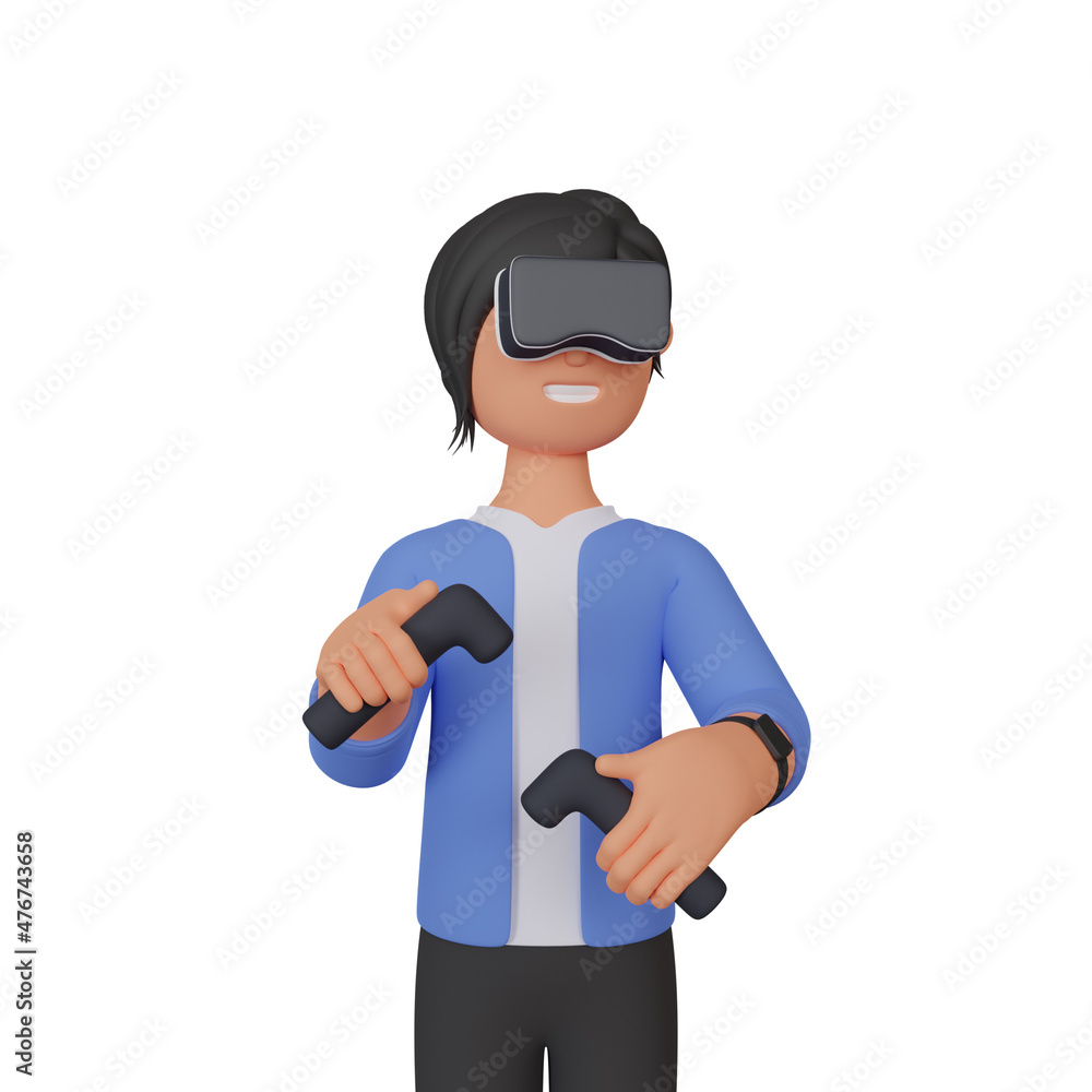 3d rendering woman playing virtual reality 3d rendering woman playing virtual reality