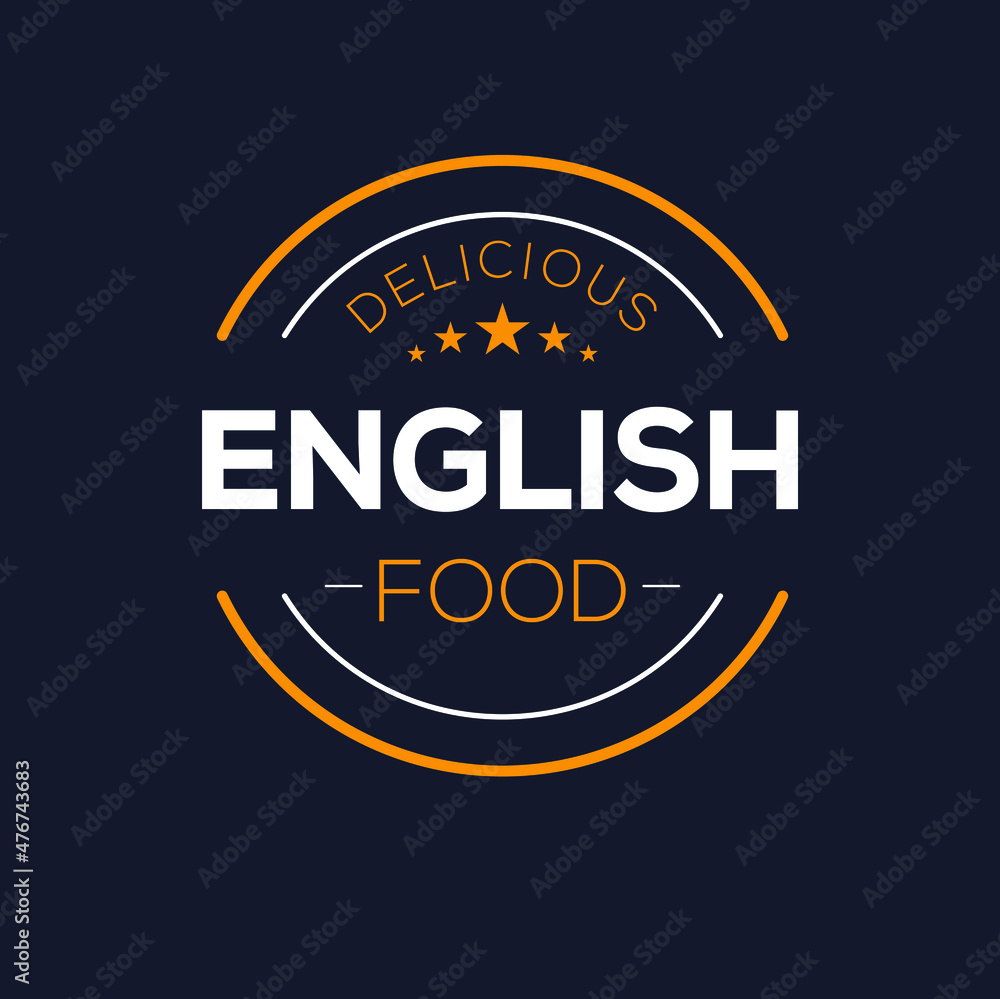 Creative (English food) logo, sticker, badge, label, vector illustration.