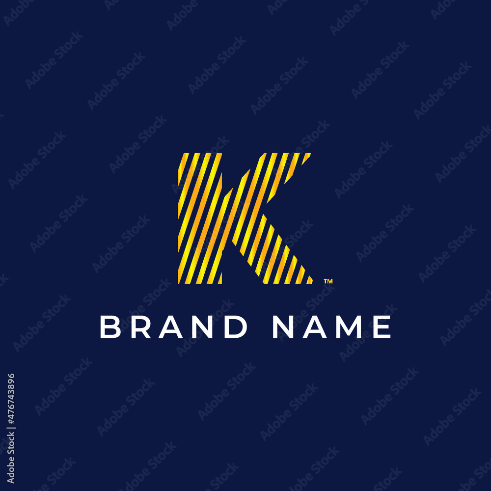 K Line Letter Logo Desig, gold color