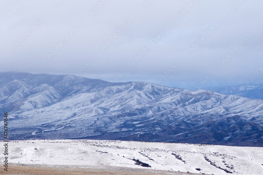 Mountain range winter landscape and view Mountain range winter landscape and view