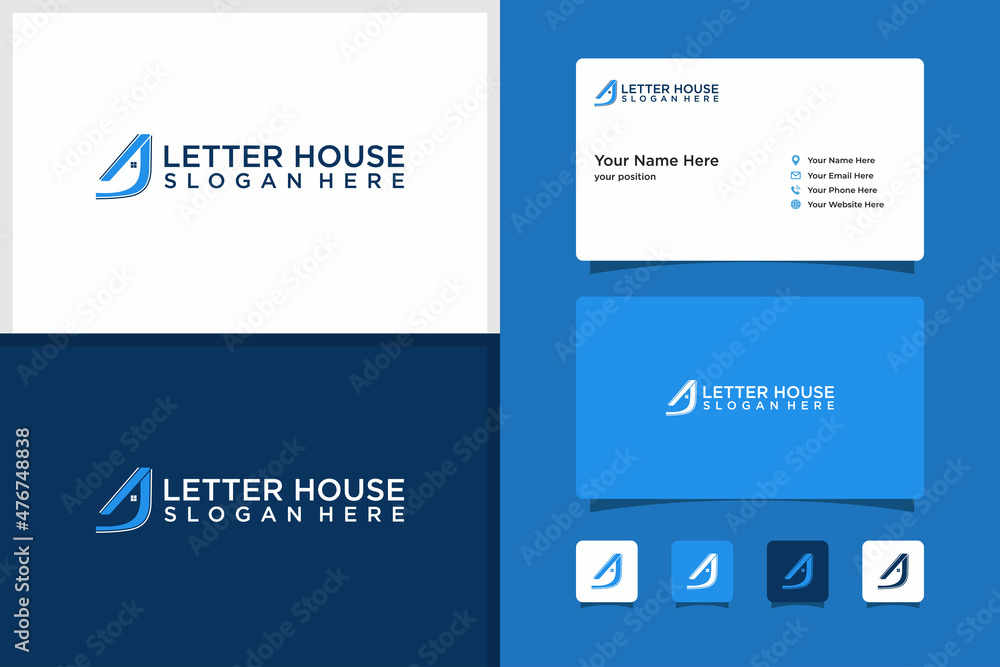 house logo, house initials j and business card design template premium vector house logo, house initials j and business card design template premium vector