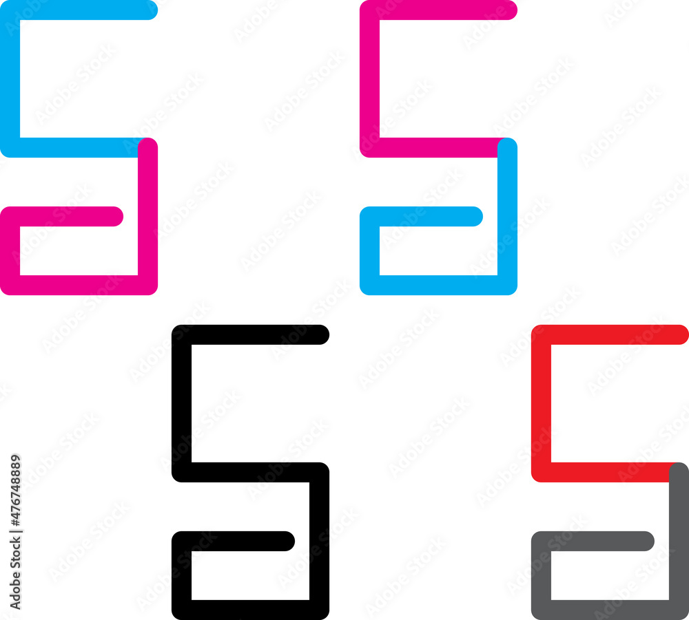 Combined Logo of Alphabet Letter S and D in color Pink Blue Red Gray and Black Combined Logo of Alphabet Letter S and D in color Pink Blue Red Gray and Black