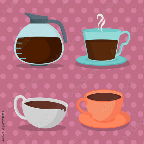 cups and kettle coffee