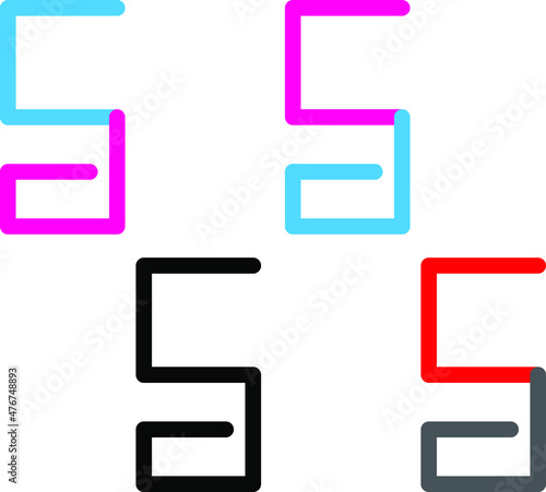 Combined Logo of Alphabet Letter S and D in color Pink Blue Red Gray and Black
